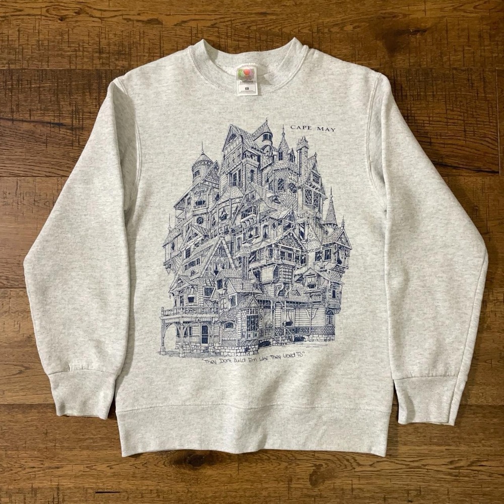 Fruit of the Loom Sweatshirt Mens S Grey Vintage Stan Klyver Cape May Crewneck